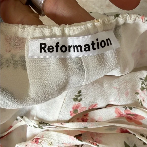 Reformation Cream Dress with Pink and Green Florals - Picture 5 of 14